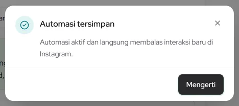 Pesan Automasi tersimpan setelah automasi diaktifkan
