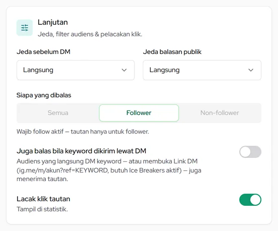 Siapa yang dibalas terkunci ke Follower saat wajib follow aktif