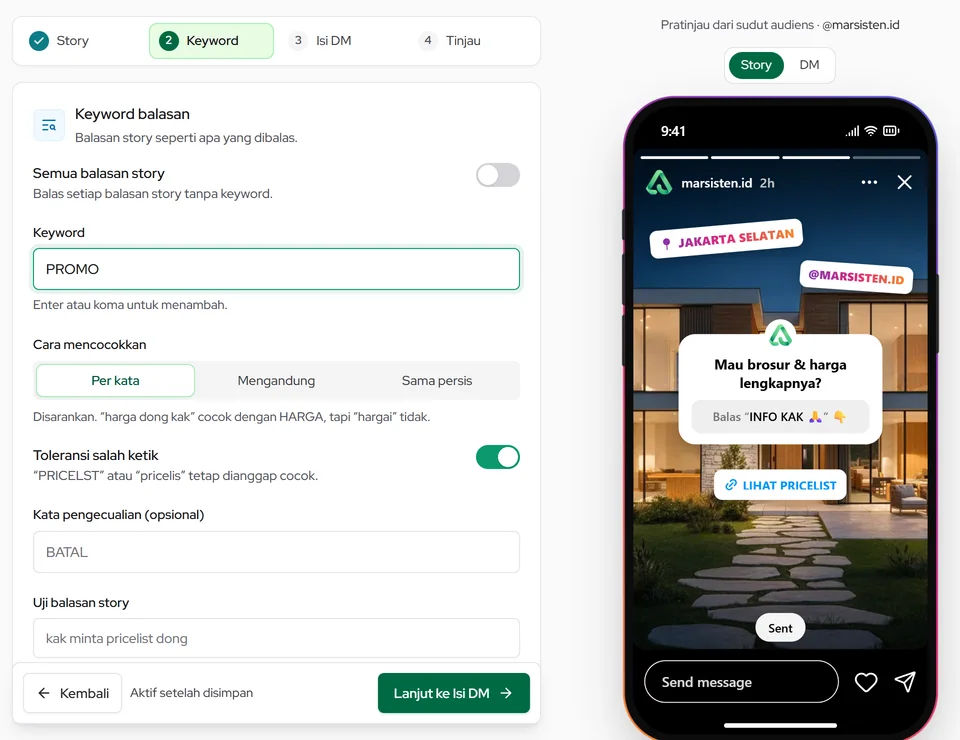 Keyword balasan story dan uji balasan